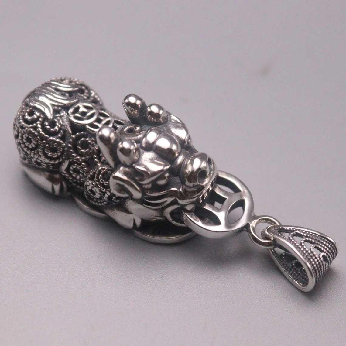 

Real Silver 925 Pendant Coin Pixiu For Women Man Pendant Lucky Bead