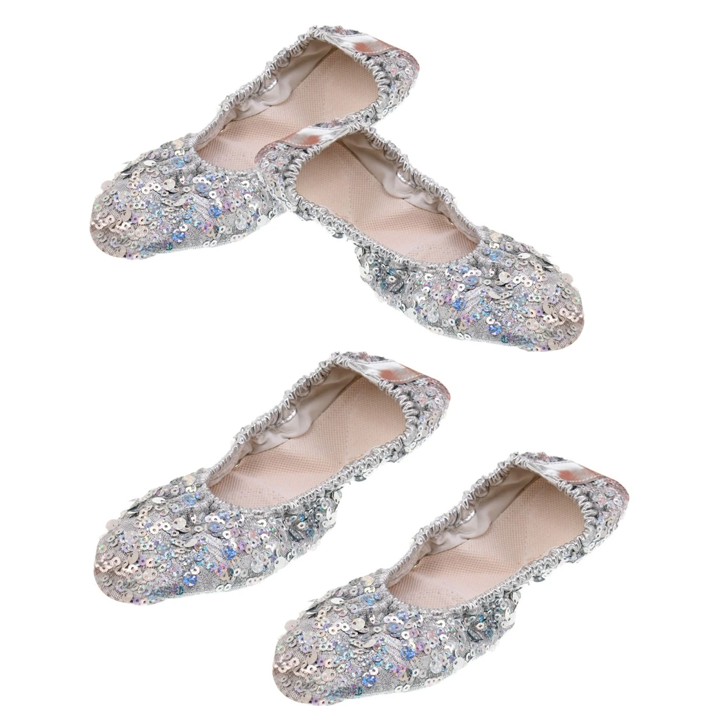 

2Pairs Belly Dancing Shoes Professional Dance Footwear Outdoor Casual Shoes