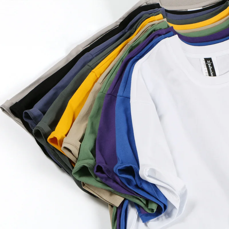 

Tide Brand Wild Solid Color Bottoming Men And Women T-shirt Half-Sleeved Couple Basic Cotton TEE Summer Loose Short-Sleeved