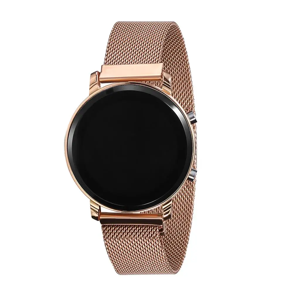 Rose gold New LED Watch Women Watches Stainless Steel Female Watch Electronic Clock Men Digital Watches Wristwatch Mens Relogio Feminino - Цвет: Rose gold