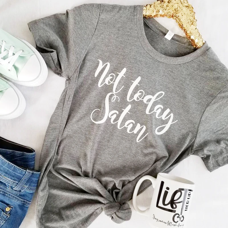 Not Today Satan женская футболка с христианскими текстами и вера повседневный комплект