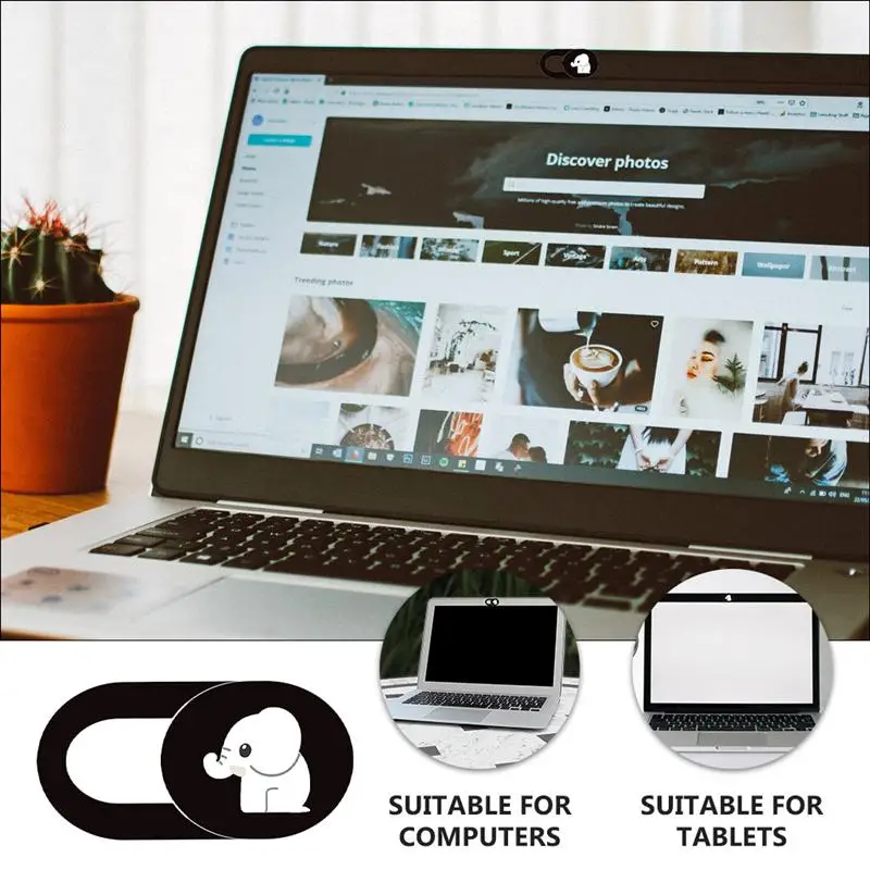 

6pcs Camera Cover Slide Elephant Pattern Privacy Protection Webcam Cover Slide
