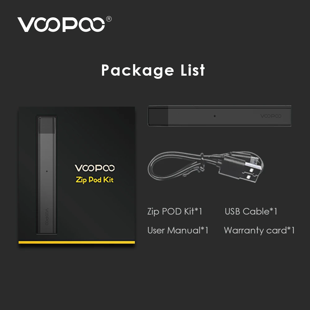 VOOPOO Zip Pod Комплект 250 мАч батарея 1 мл картридж 1.8ohm сопротивление система Vape ручка
