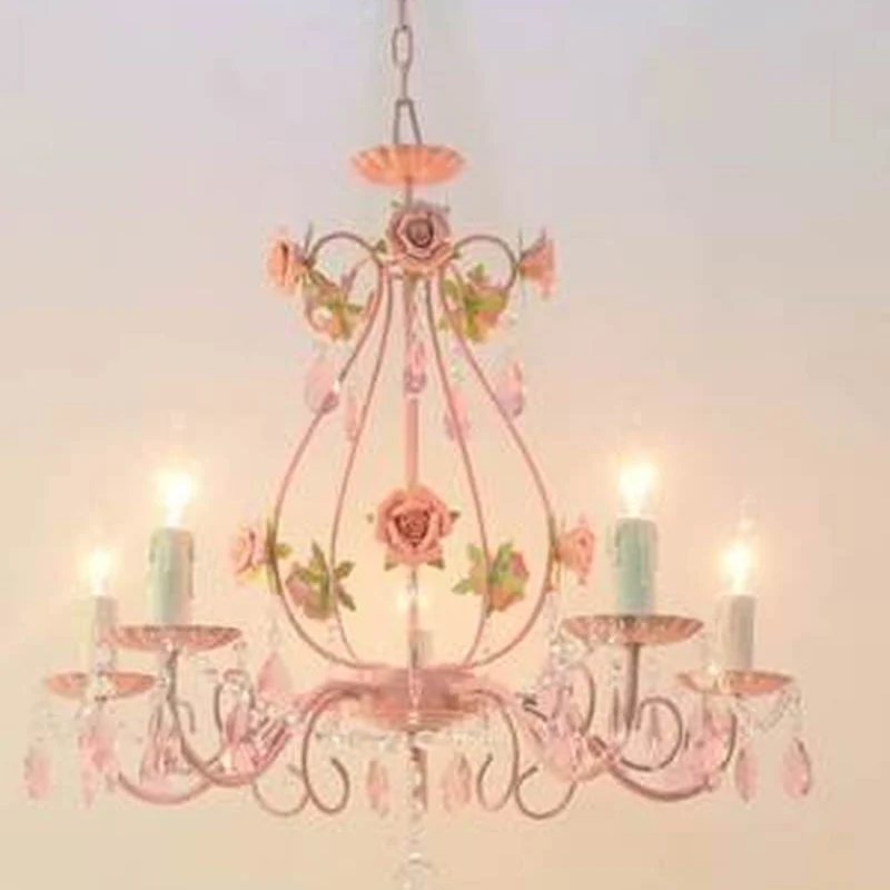 Люстра с розовыми цветами для свадьбы хрустальная люстра розами украшения
