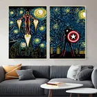 Настенная картина мстители, холст с принтом супергероев, аниме Железный человек, Капитан Америка, настенное искусство, декор для детской комнаты