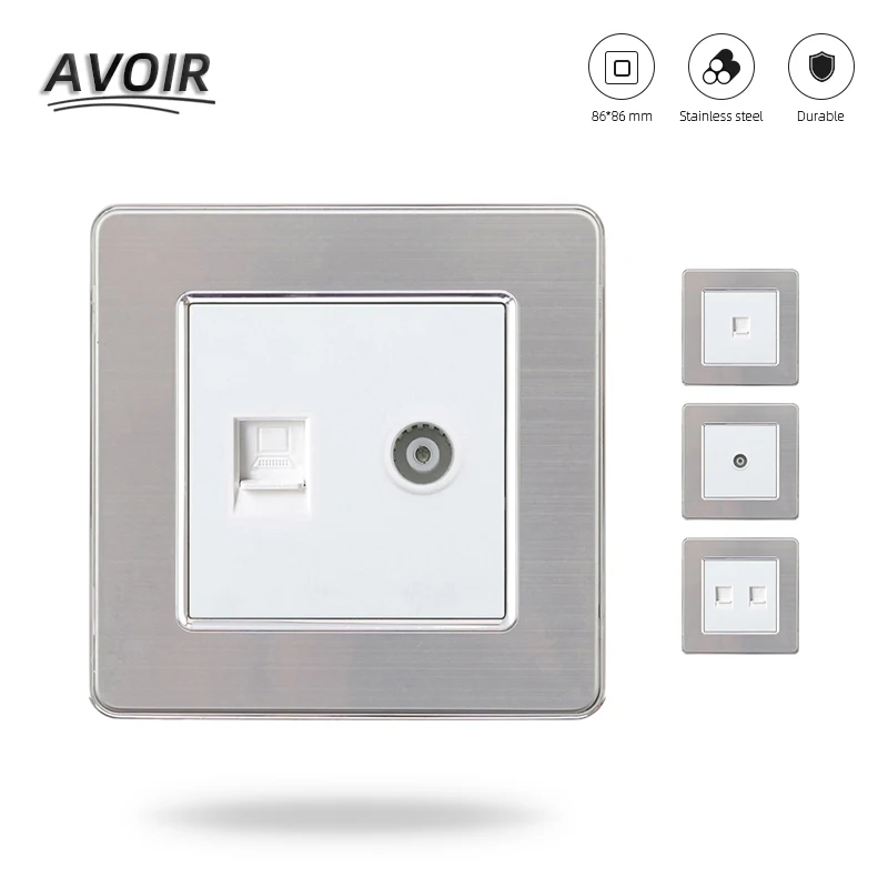 Avoir Rj45 ТВ порт коаксиальный разъем ethernet двойной розетка из нержавеющей стали