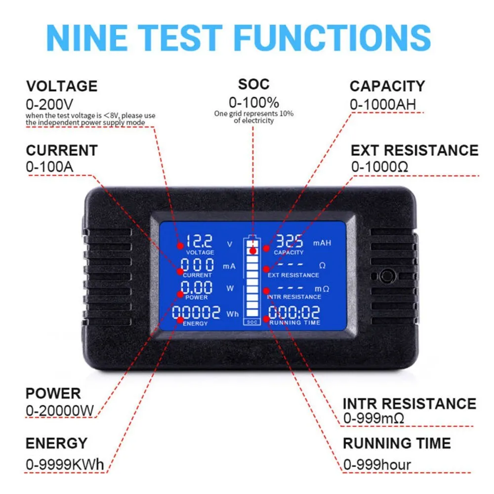 ЖК дисплей цифровой измеритель напряжения солнечной энергии мультиметр