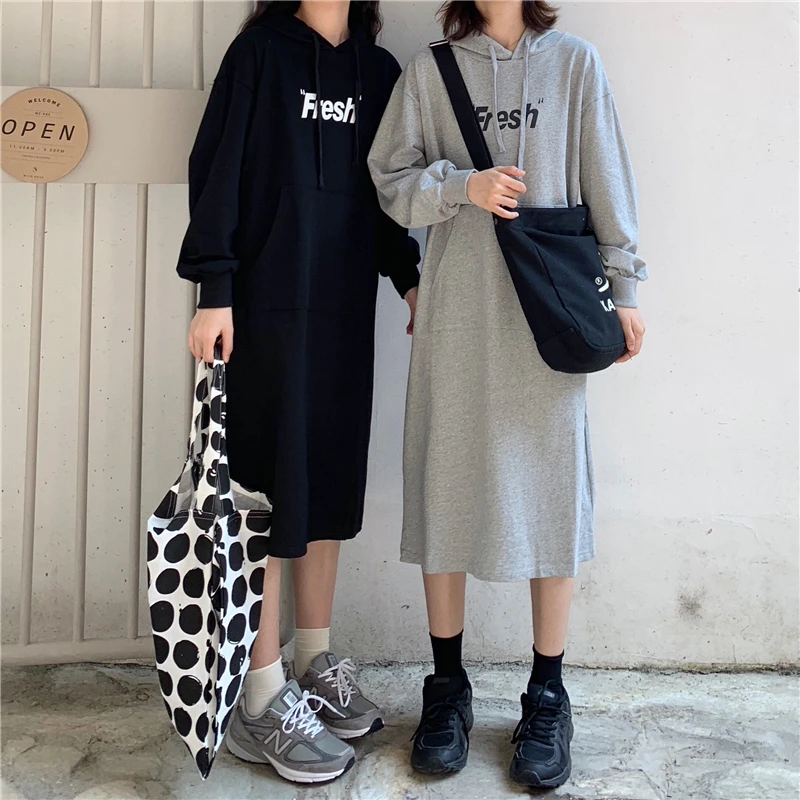 

Women Hoodies Dress Pullover Long Sweatshirts Harajuku Loose Long Sleeve Oversized Hoody Female Autumn Dropshipping