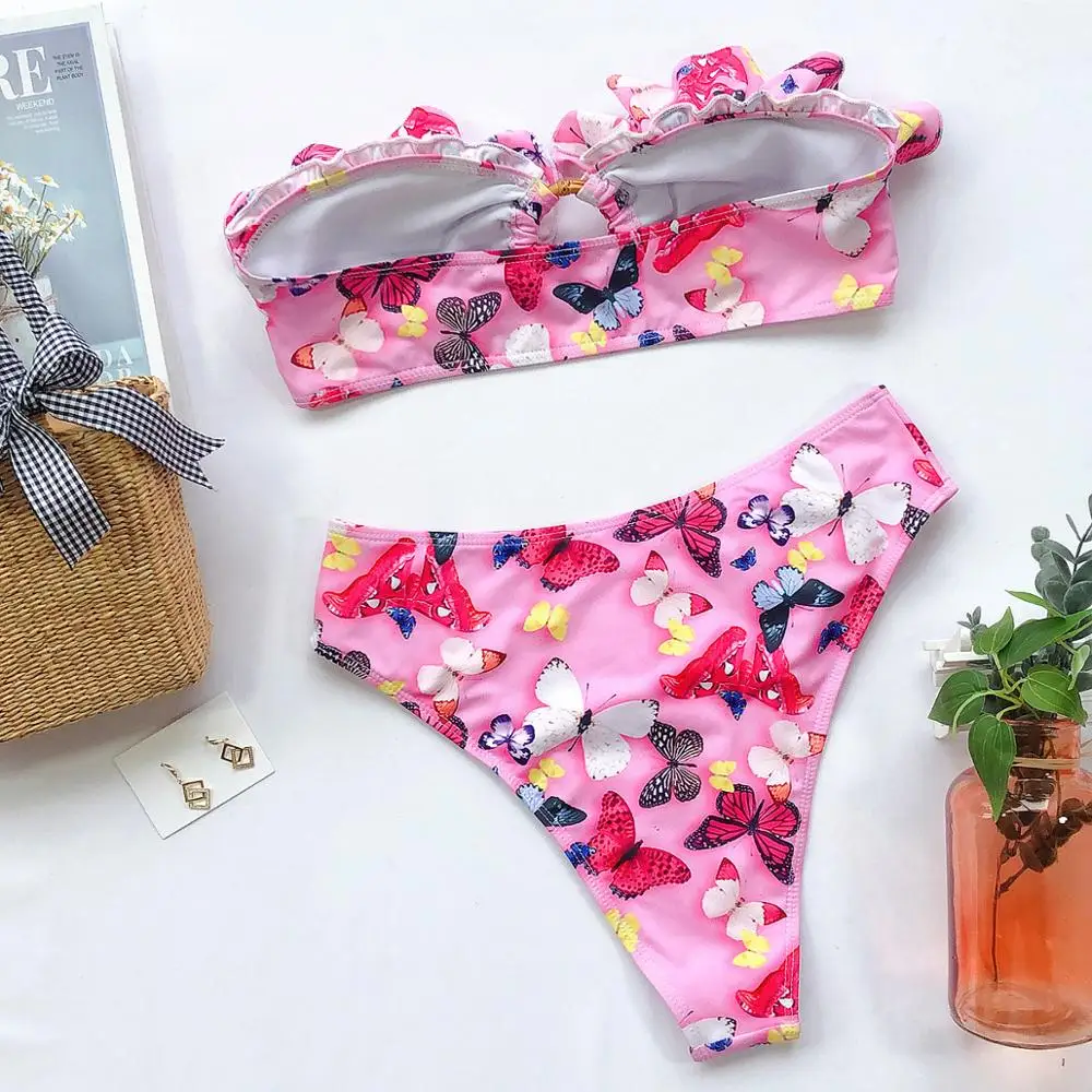 Новые купальники с цветочным принтом бикини 2020 женский купальник треугольным