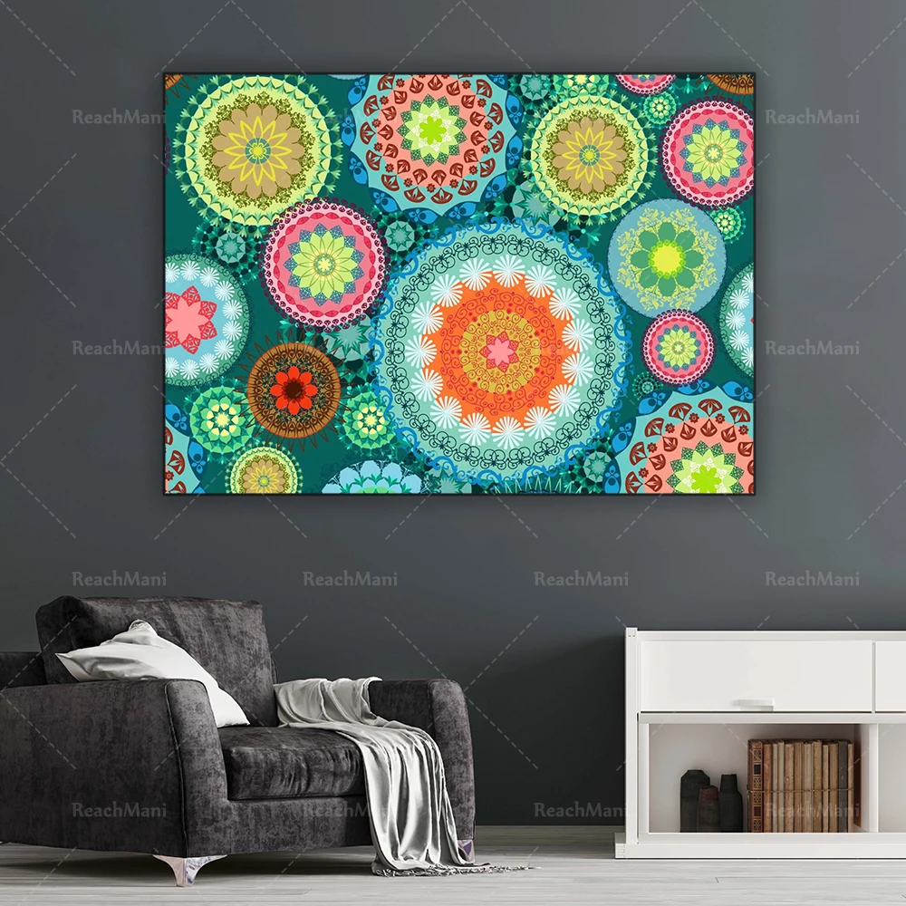 

Mandala wall art, mandala prints, geometry, zen wall canvas art, color prints, abstract mandala, floral boho style living room b