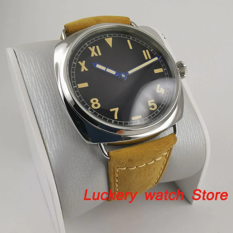 Парниш 47 мм полированные мужские часы с винтажным циферблатом 17 драгоценностей