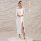 Модное женское осеннее белое длинное платье YIGELILA, платье с длинным рукавом, однотонное прямое платье в стиле ампир, 66821