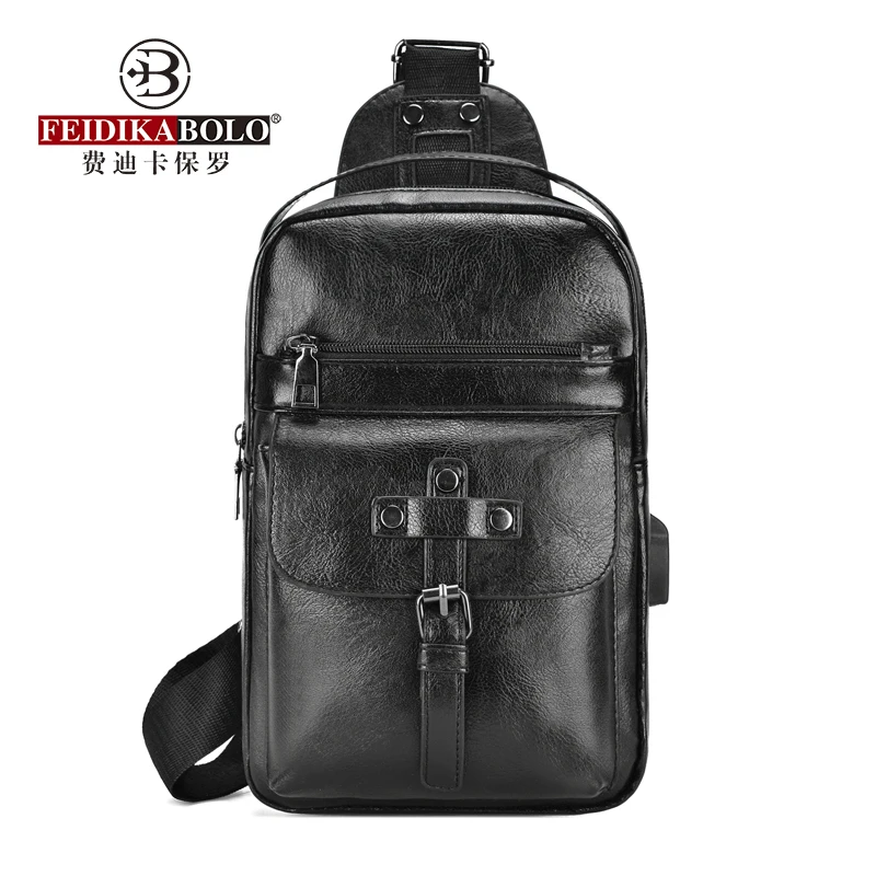

Simple Fashion Business PU Leather Men's Chest Bags Fashion Classic Men Bags Personality Travel Male Shoulder Bags Messenger Bag