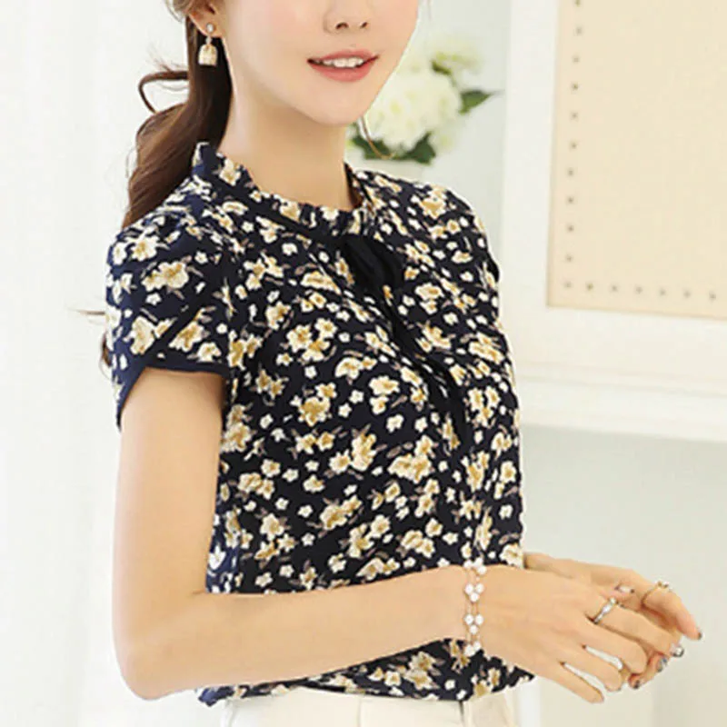 

Women Floral Print Blouse Short Sleeve Loose Chiffon Shirt for Daily Office NYZ Shop