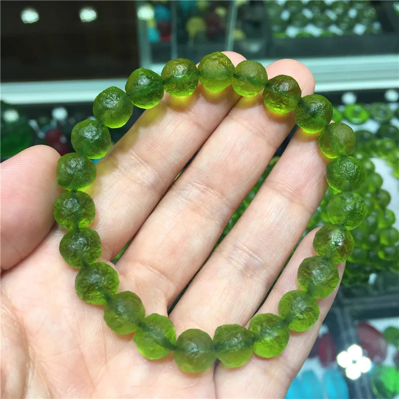 Moldavite чешский метеорит ударопрочный стеклянный браслет натуральный грубый