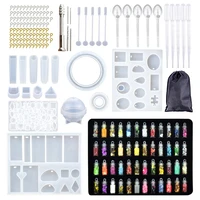 184 pieces silicone mold mix stick dropper clasp diy jewelry making accessories tools molds geometric epoxy resin combinat