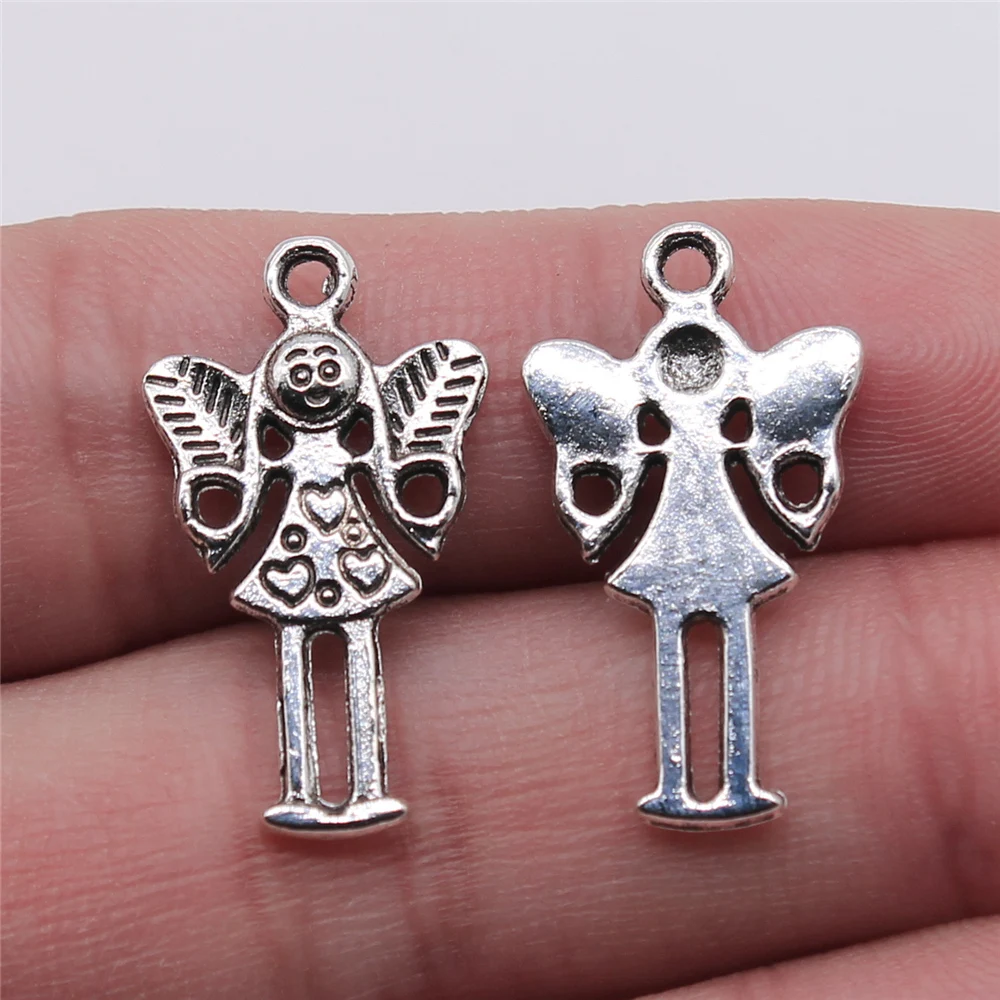 

20pcs 14x25mm Caring Angel Elf Pendant Charms Antique Silver Plated For Jewelry Making Zinc Alloy Jewelry Findings