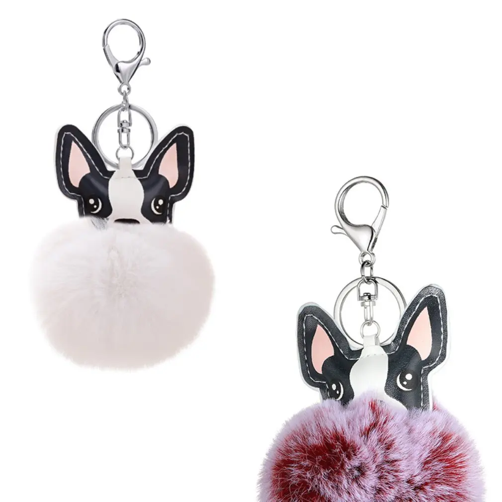 Брелок для ключей с собакой милый брелок помпоном из искусственной кожи