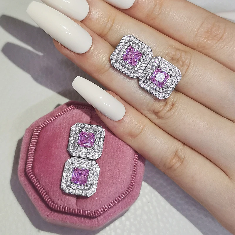 Настоящее Стерлинговое серебро принцесса вырезанное серьги гвоздики с