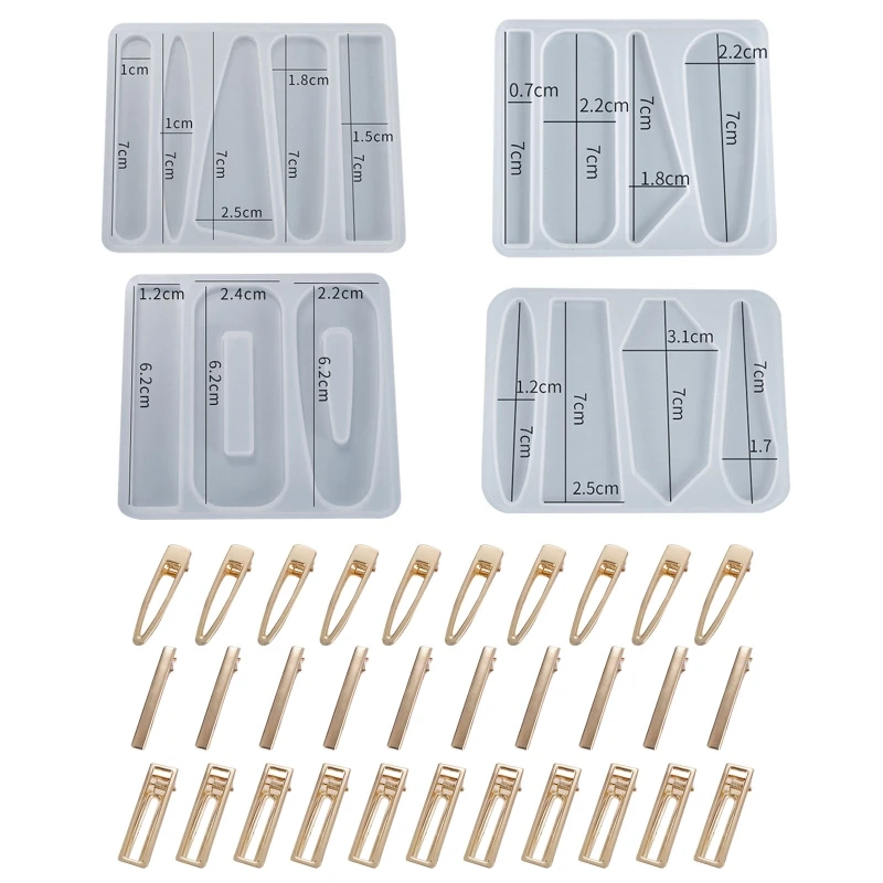 

34PCS Silicone Resin Molds DIY Hair Pin Jewelry Casting Mold for Hair Pin Pendant Making, Hair Clip Silicone Molds