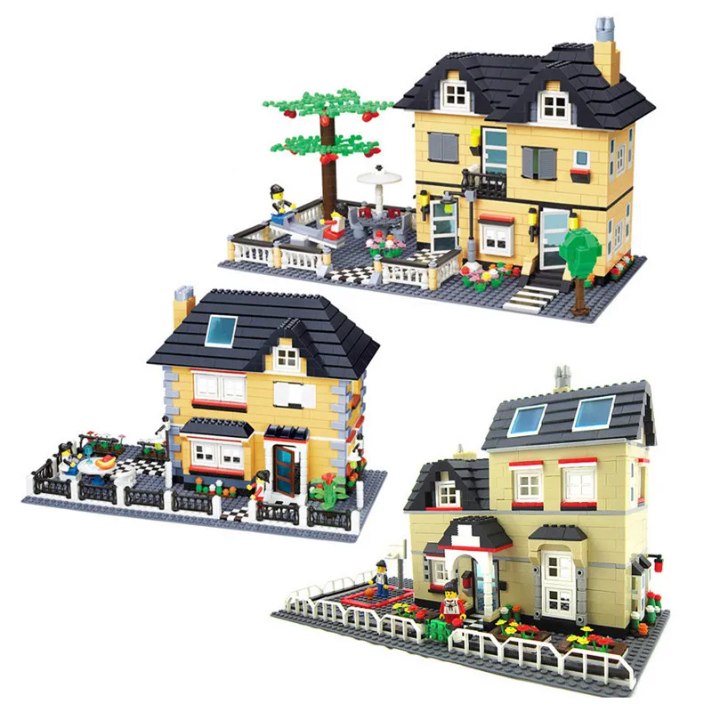 

City Cottage Architecture Villa Model Building Blocks Bricks Compatible House Village Construction Toys for Children Xmas Gifts