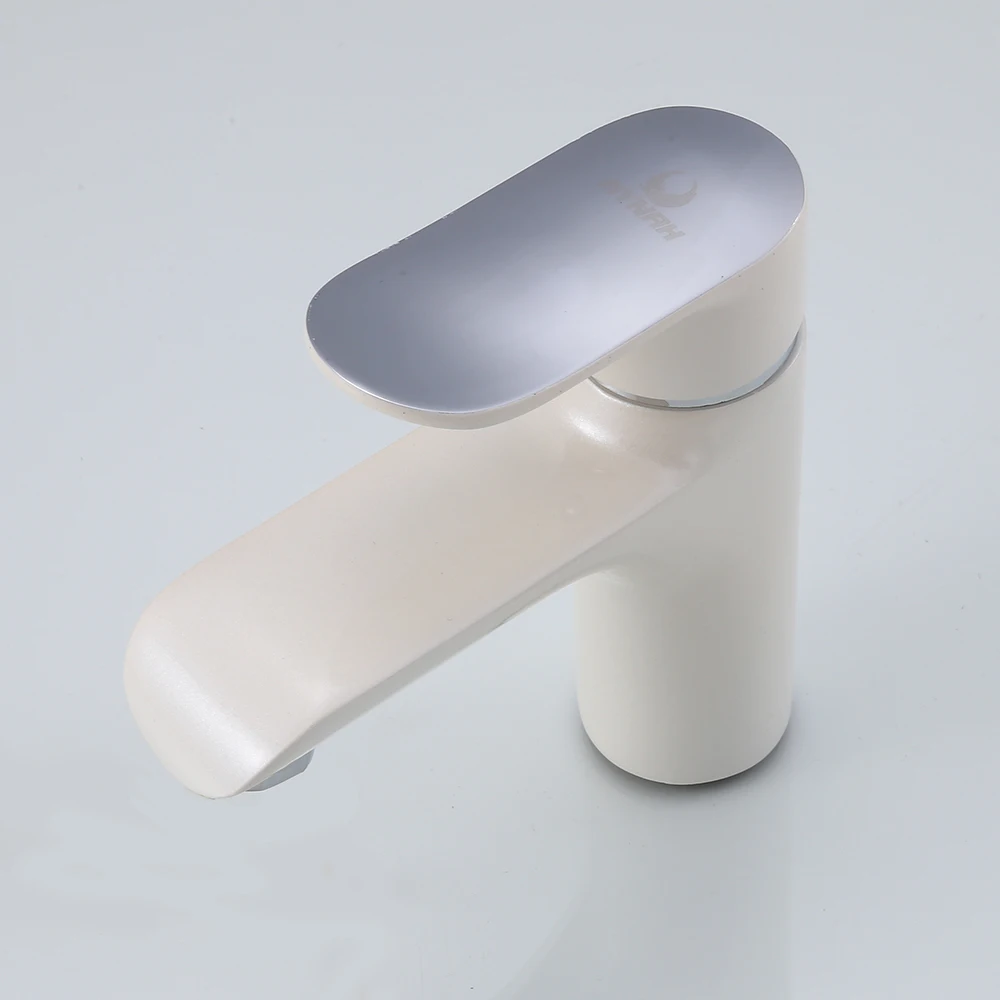 Уникальный белый кран для раковины с хромированной ручкой смеситель воды в