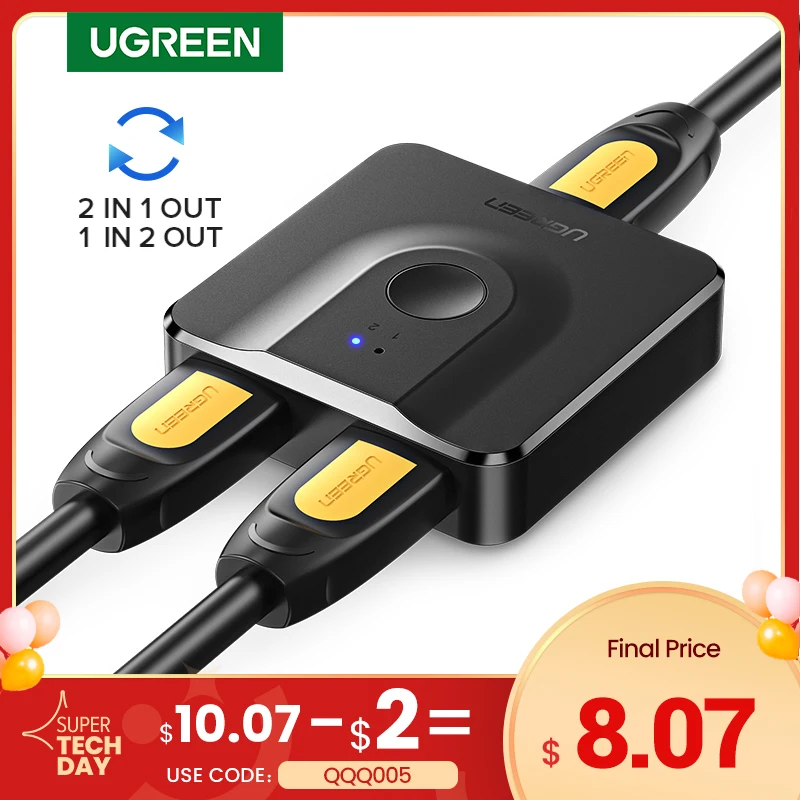 aliexpress - Ugreen HDMI Splitter 4K HDMI Switch for Xiaomi Mi Box Bi-Direction 1×2/2×1 Adapter HDMI Switcher 2 in 1 out for PS4 HDMI Switch