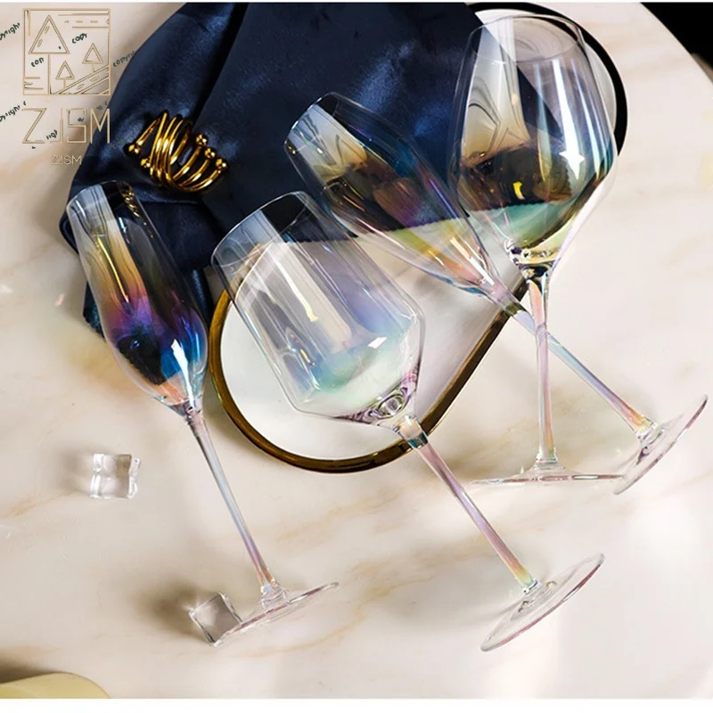 

Crystal Glasses Of Wine Colorful Ion Plating Lead Free Romantic Champagne Colorful Goblet Cups Party Home Bar Drinking Utensils