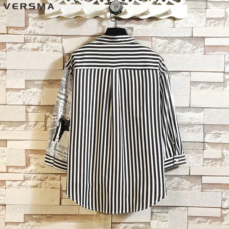 Мужская/Женская рубашка с принтом VERSMA летняя винтажная в полоску изображением