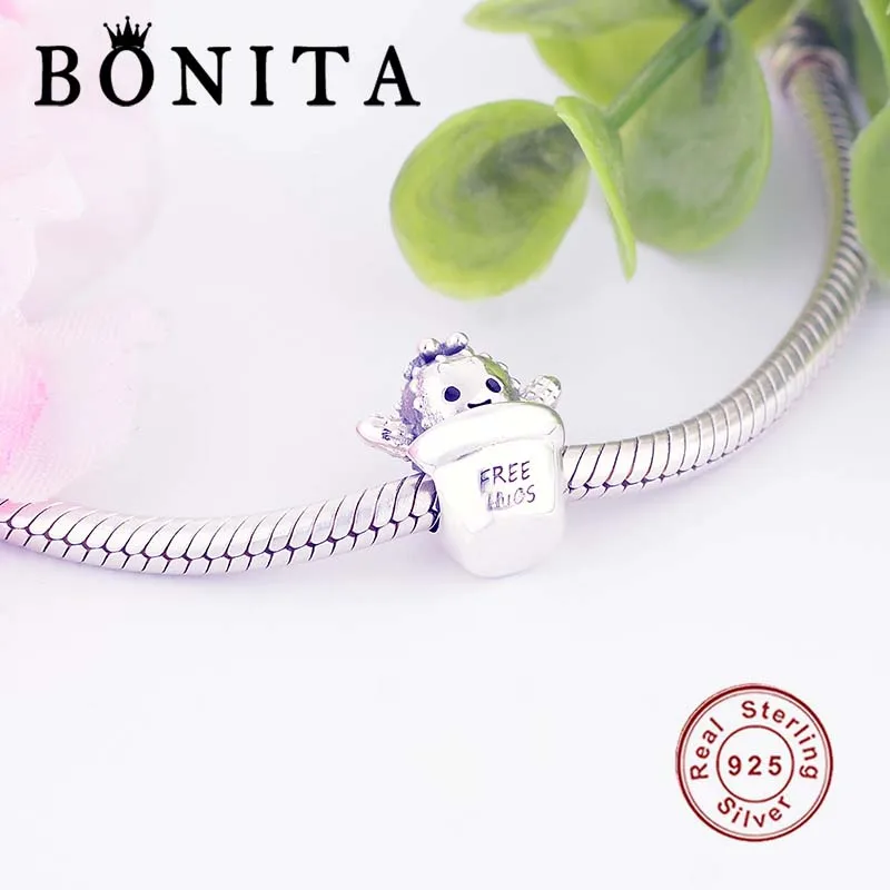 Оригинальный Шарм-обнимашка из стерлингового серебра 925 пробы кактус подвеска