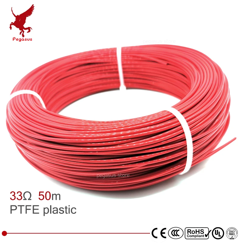 Многоцелевой нагревательный кабель из углеродного волокна PTFE 50 м 12k 33 Ом 5 220 В