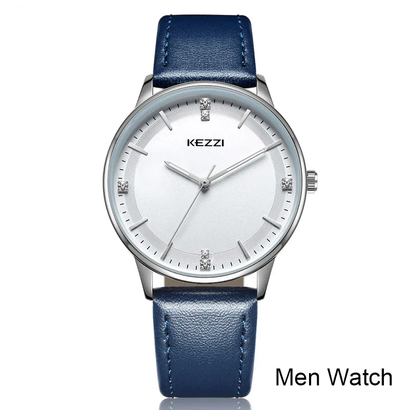 Blue men watch KEZZZI женское платье кварцевые часы модные повседневные кожаные Наручные часы для мужчин и женщин пара часы для влюбленных Relogio Masculino Reloj Mujer - Цвет: Blue men watch