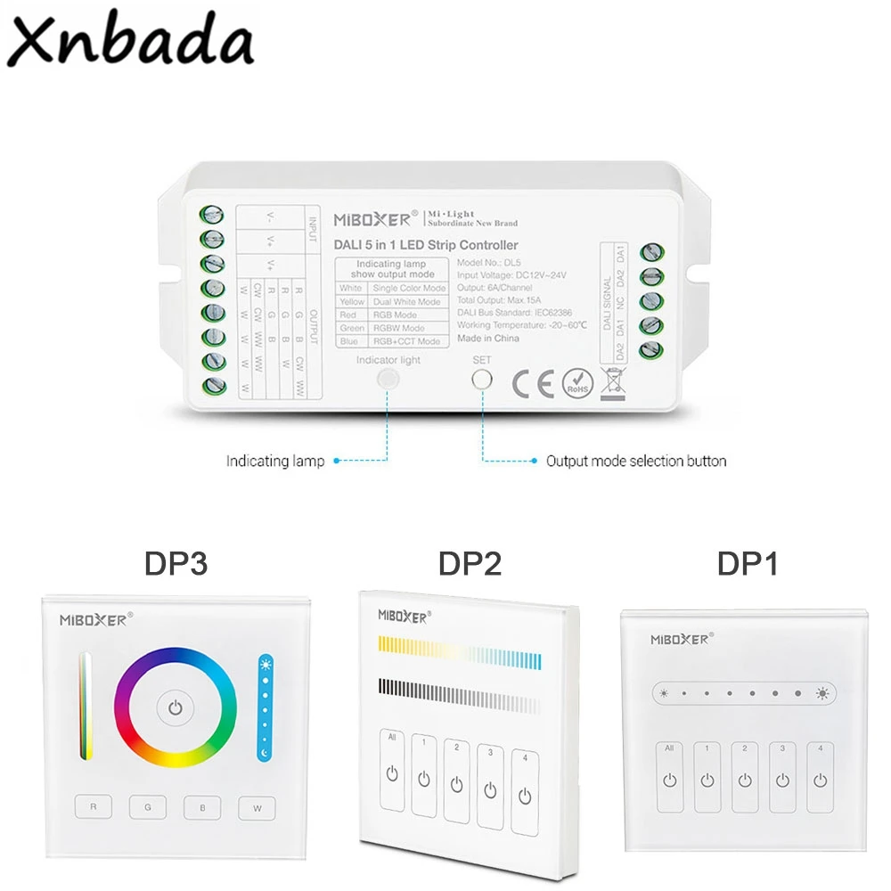 Контроллер светодиодной ленты Milight DALI 5 в 1 панель регулирования яркости DP1 DP2 и