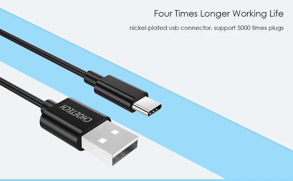 CHOETECH usb type-C кабель USB C к USB кабель передачи данных для быстрой зарядки для samsung S8 type-C USB-C кабели для мобильных телефонов для Xiaomi Mi5