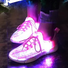 2021 New  Led Fiber Optic bar Shoes for girls boys men women children USB Recharge glowing Sneakers Man light up shoes