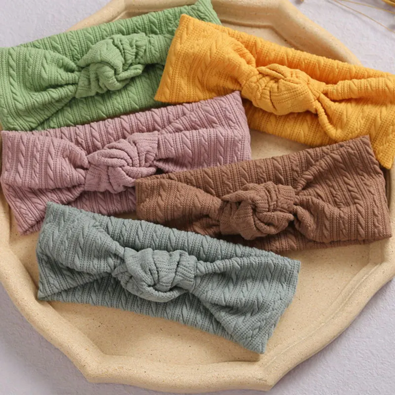 

Solid Color Bowknot Baby Headband Elastic Turban Hairband Baby Girl Top Knot Headbands Hair bands Kids Headware Hair Accessories