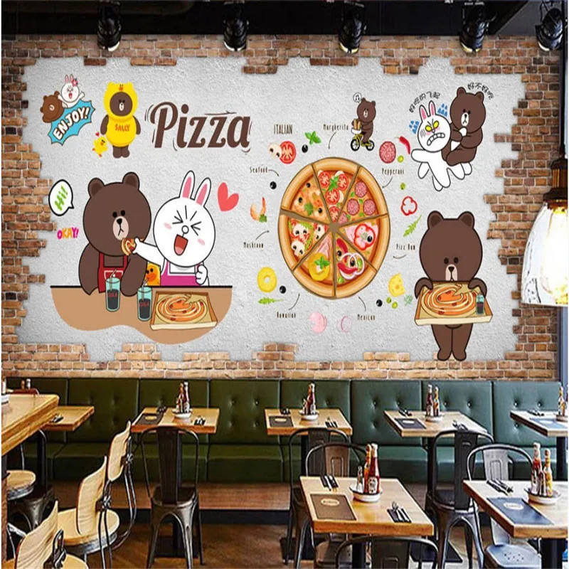 Роспись вручную мультфильм ретро персональный пицца настенная 3D Бумага западный