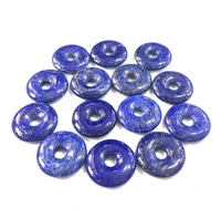 2pcs original lapis lazuli donuts 20mm cicle pendant natural gestone fashion jewelry earring necklace accessories christmas gift