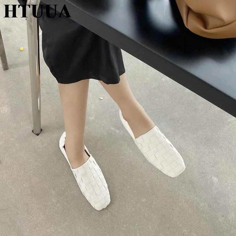 Новинка 2020 осенняя женская обувь HTUUA с квадратным носком винтажные мягкие