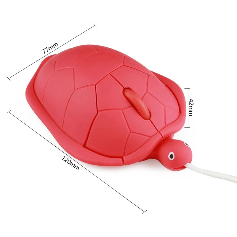 

Cute Cartoon Tortoise-Shaped USB Wired Optical Mouse Desktop Mouse Notebook Mouse Computer Mouse Red