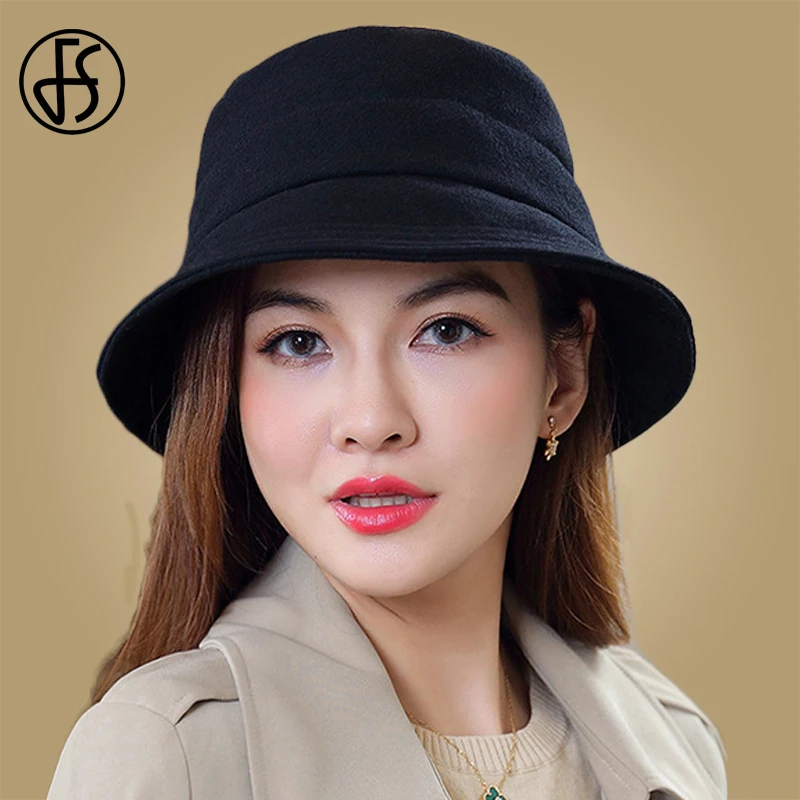 FS Зимняя шерстяная Панама для женщин серая винно красная верблюжья Складная