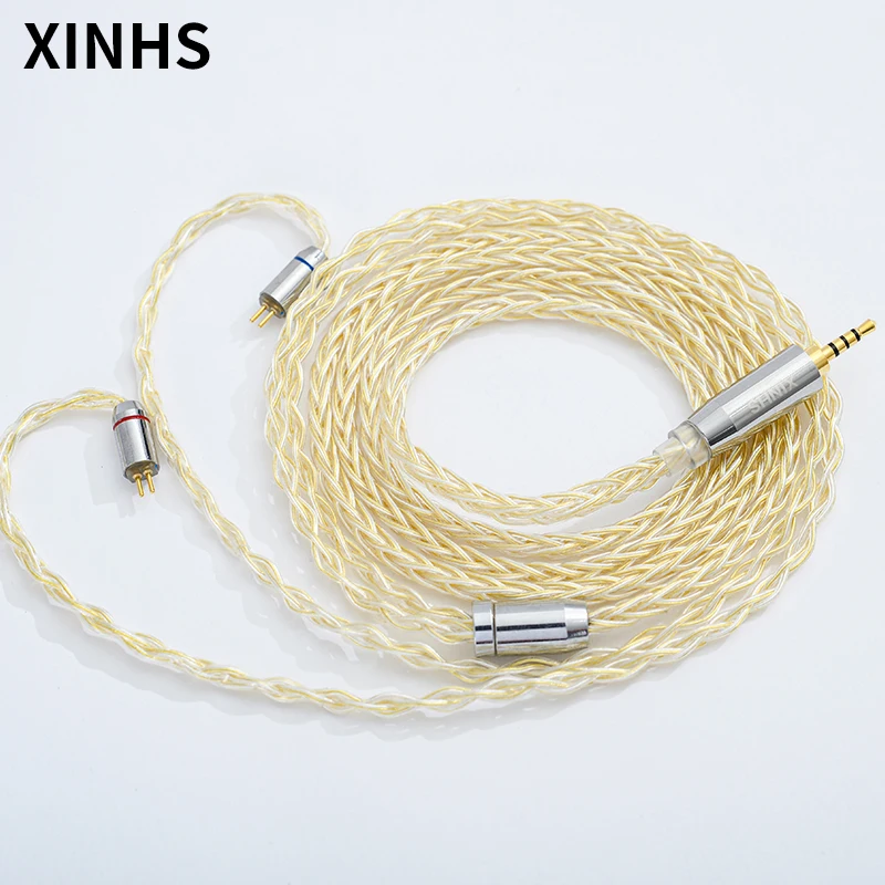 

XINHS New 8 Core Silver Plated Wire 2.5MM 3.5MM 4.4MM Plug For MMCX/0.78mm 2Pin/QDC/TFZ Hifi Upgrade Cable