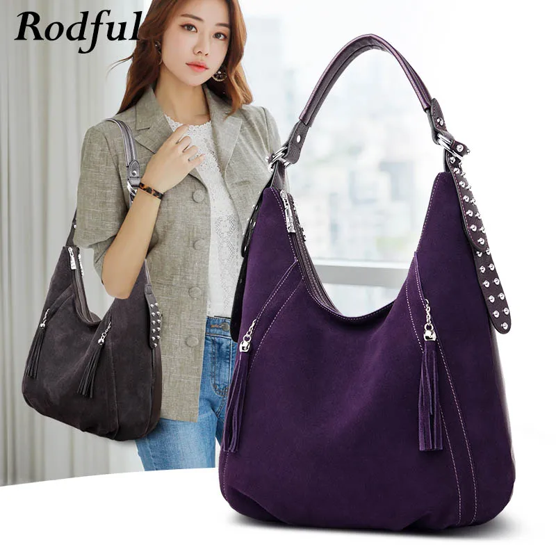 Модная большая сумка тоут на плечо Женская Замшевая из нубука женская для осени и