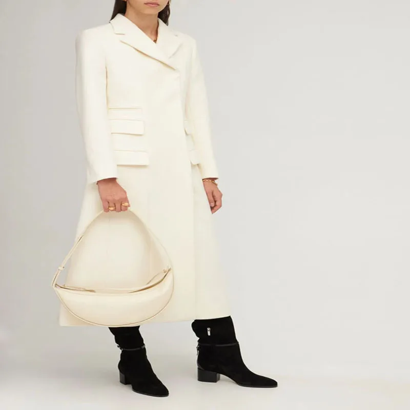 

HIGH STREET Newest Winter 2021 Designer Coat Women's Houndstooth Multi Pocket Wool Blends Extra Long OverCoat