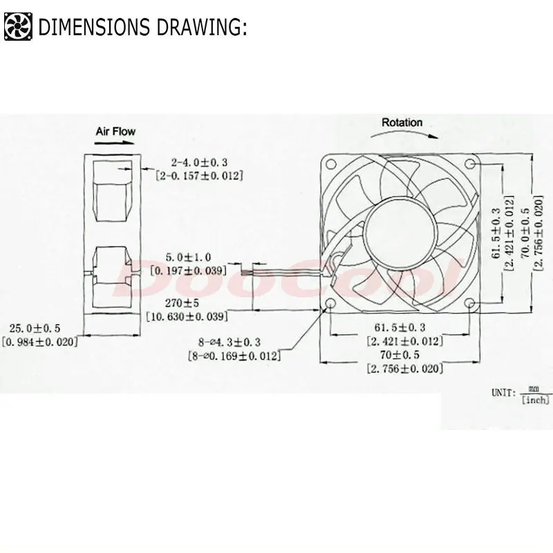 5 шт./партия Gdstime 7025s 2Pin 70 мм 70x70x25 мм 7 см кулер 12 В DC микро электрический вентилятор охлаждения