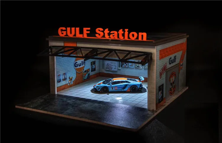 BOB 1:64 гаражный дисплей светодиодсветильник па Диона станция залива команда гонок