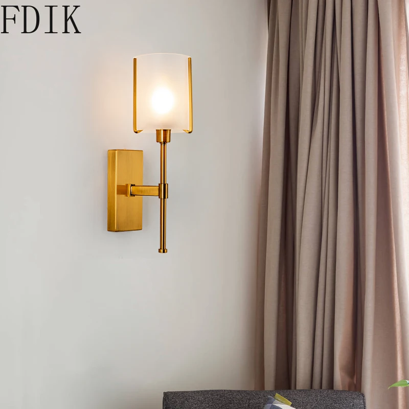 Скандинавский стеклянный настенный светильник современный Золотой