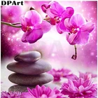 Алмазная живопись, Набор для вышивки крестиком, полная выкладка, круглыеквадратные, с фиолетовыми цветами, 5D Алмазная мозаика, Y284