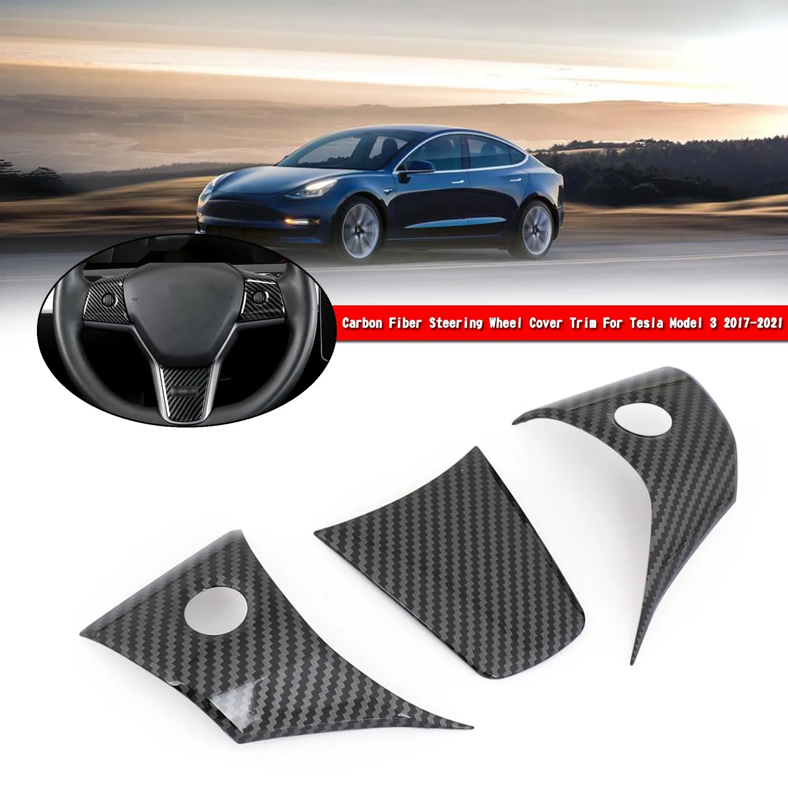 

Отделка чехла на руль из углеродного волокна для Tesla Model 3 2017-2021