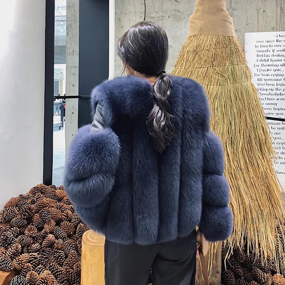 TOPFUR Real Fox Fur Coat For Women Genuine Sheepskin Natural Whole Skin Fox Fur Jackets Woman Winter Overcoats Luxury Fur Coats